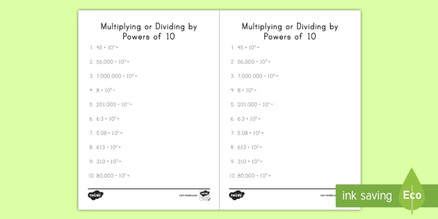 Multiplying Or Dividing By Powers Of 10 Worksheet   Worksheet