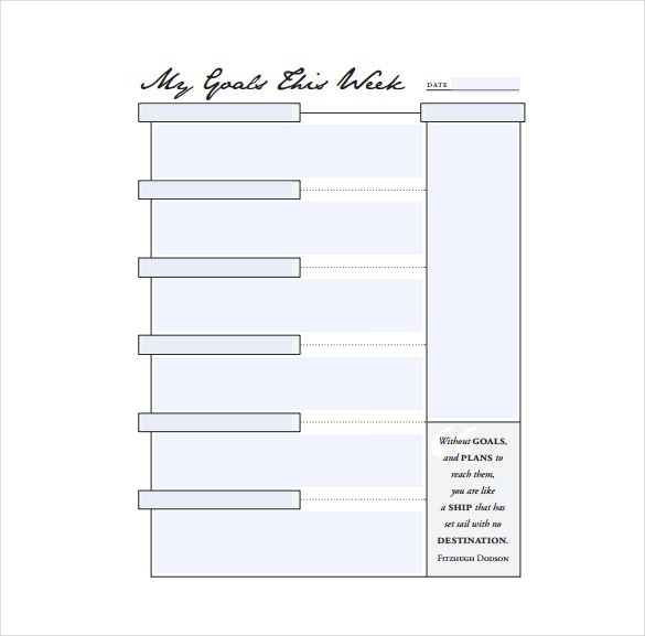 Goal Sheet Template