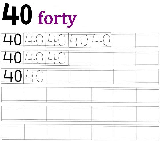 Worksheet On Number 40