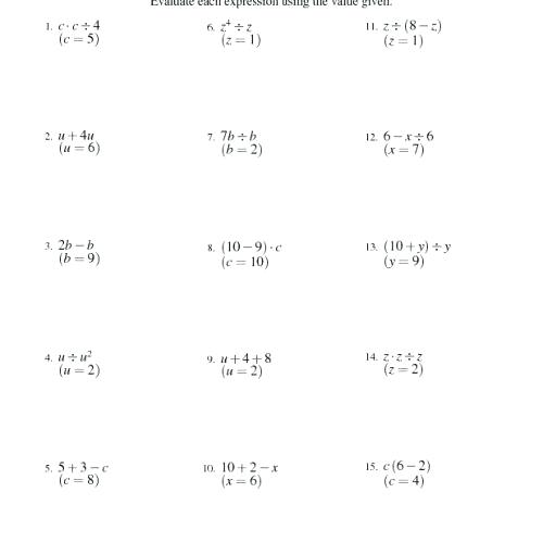 6th Grade Algebra Worksheets â Katyphotoart Com