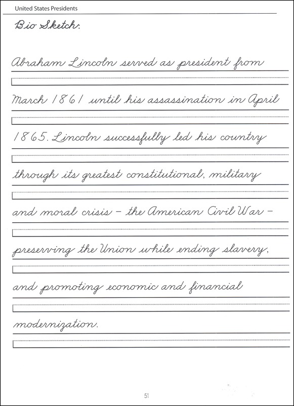 45 United States Presidents Character Writing Worksheets Zaner
