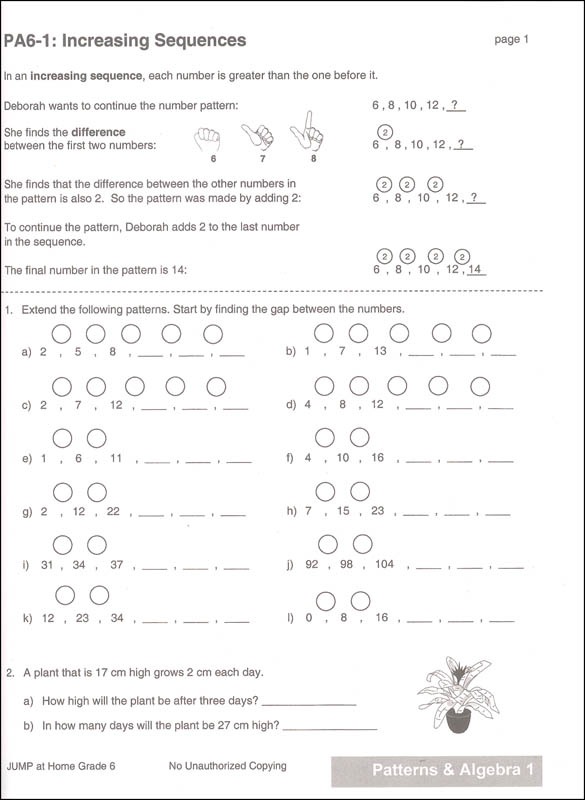 Jump At Home Grade 6  Worksheets For The Jump Math Program (062563
