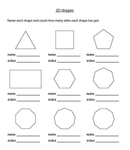 Naming 2d Shapes Worksheet