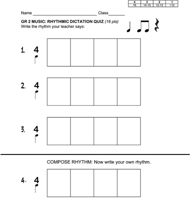 Rhythm Dictation Quiz Template