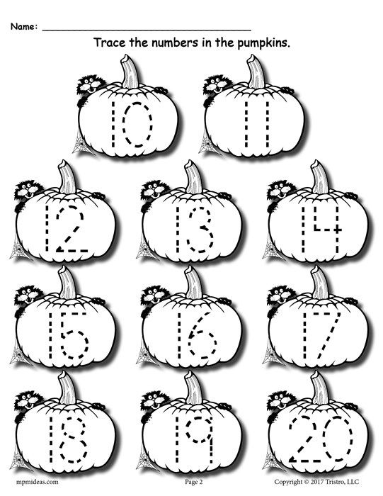 Free Printable Pumpkin Number Tracing Worksheets 1