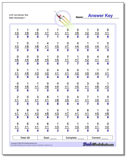 844 Free Multiplication Worksheets For Third, Fourth And Fifth Grade