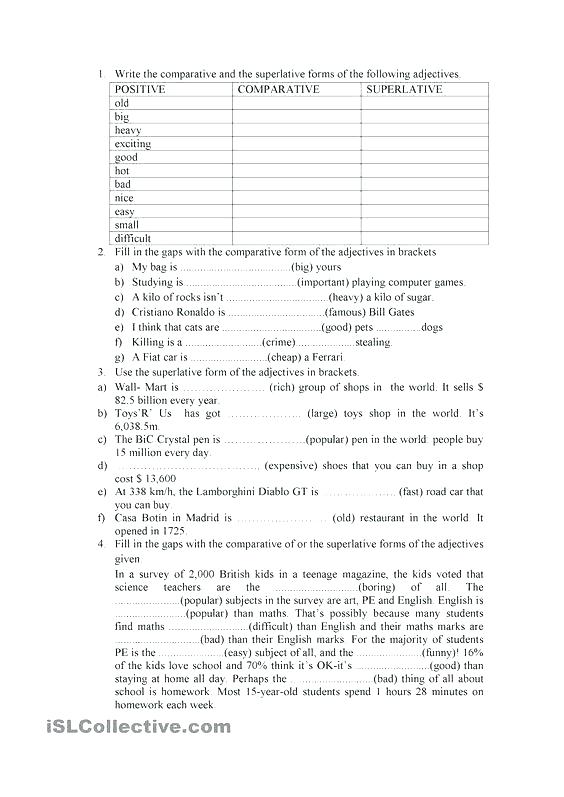 Comparatives And Superlatives Free Language Stuff Comparative