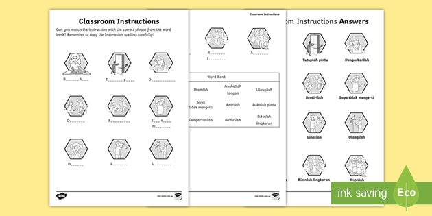 Qld   New   Classroom Instructions Worksheet Indonesian