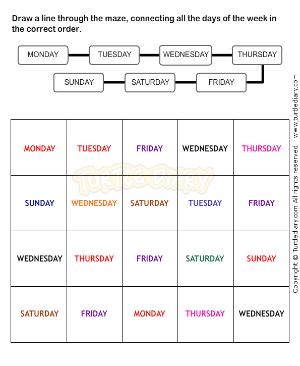 Days Of The Week Worksheet 1