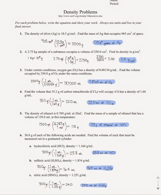 Dimensional Analysis Worksheet Answer Key