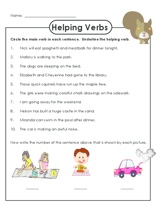 Main And Helping Verbs Worksheets