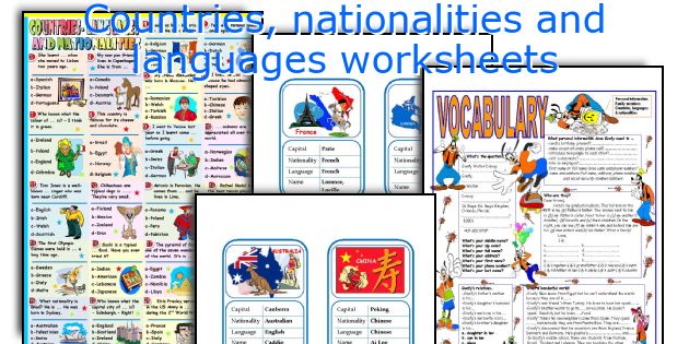 Countries, Nationalities And Languages Worksheets