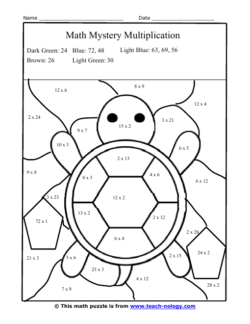 Free Multiplication Facts Coloring Pages, Download Free Clip Art