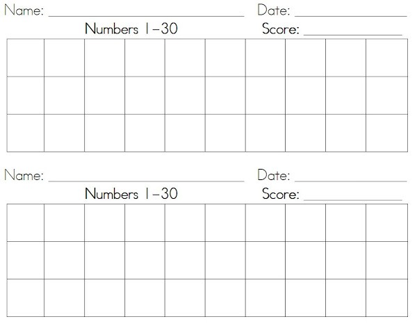 Number Writing Practice Worksheets 1 30