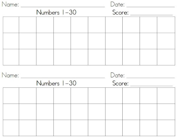 Number Writing Practice Worksheets 1 30