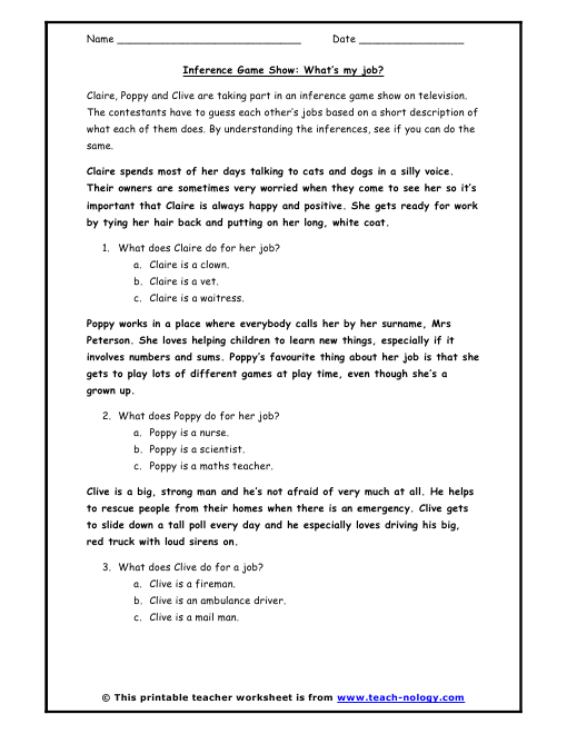 Inference Worksheets