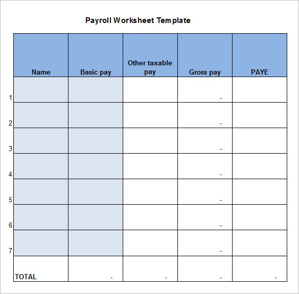 5+ Payroll Worksheet Templates