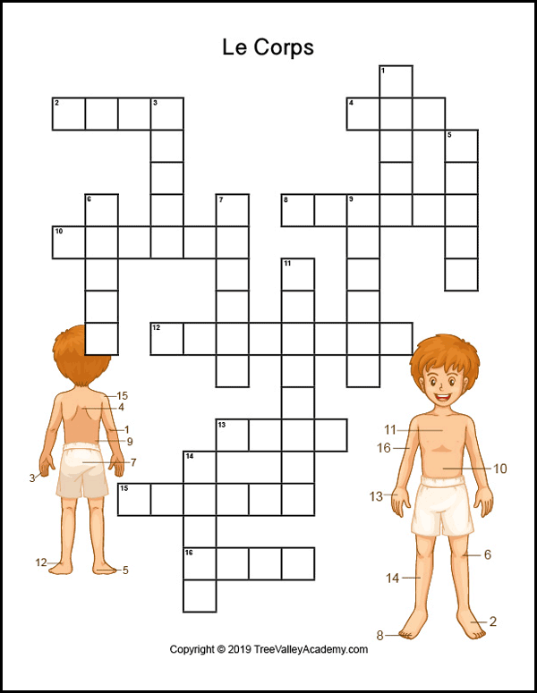 French Body Parts Worksheet