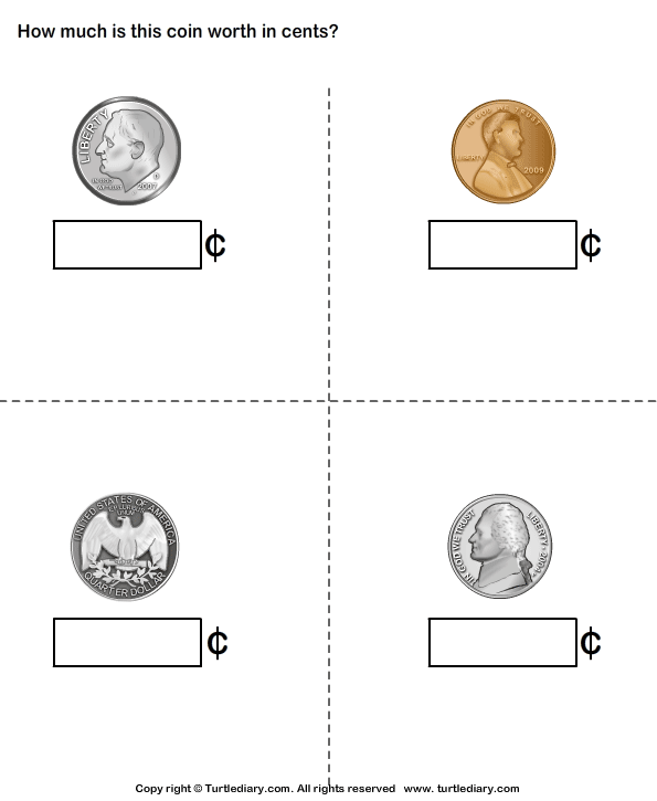 Identify Name And Worth Of Coins Worksheet