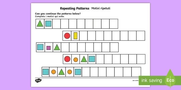 Repeating Pattern Worksheet   Worksheets (shapes And Colors