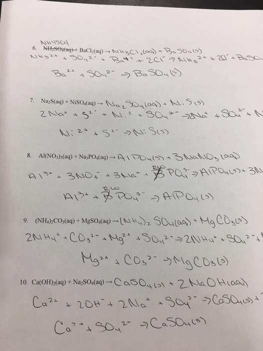 Solved  Precipitation Reactions Worksheet Write Chemical
