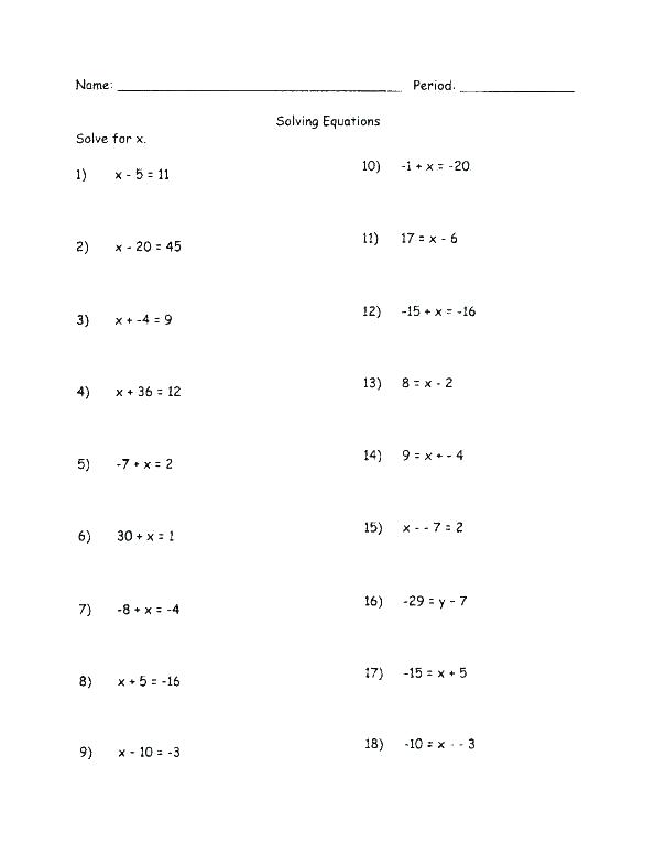 Multi Step Linear Equations Worksheet â Charleskalajian Com