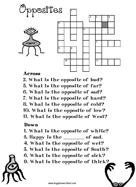 Opposite Games And Worksheets For Esl