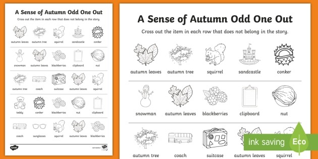 A Sense Of Autumn Odd One Out Worksheet   Worksheet