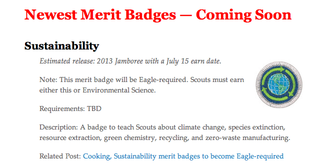Boy Scouts Require New 'sustainability' Merit Badge For Eagle Rank