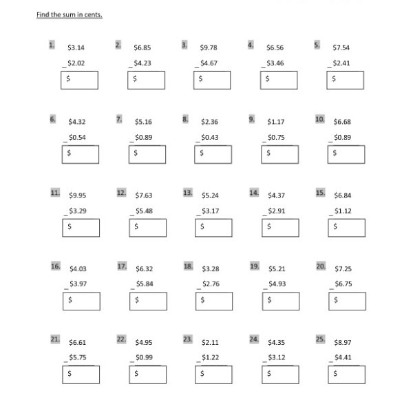 Second Grade Subtracting Money Worksheet 10 â One Page Worksheets
