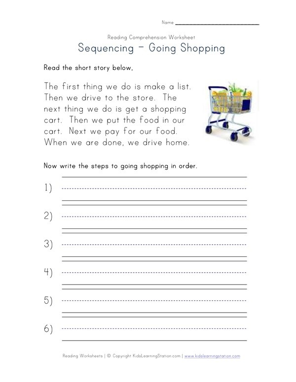 Sequencing Reading Comprehension Worksheet