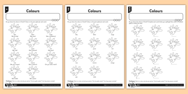Ks1 French Colours Worksheet