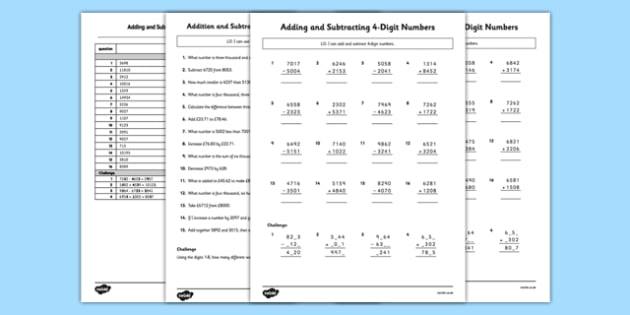Adding And Subtracting 4