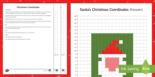 Ks2 Santa's Christmas Coordinates Worksheet   Worksheet