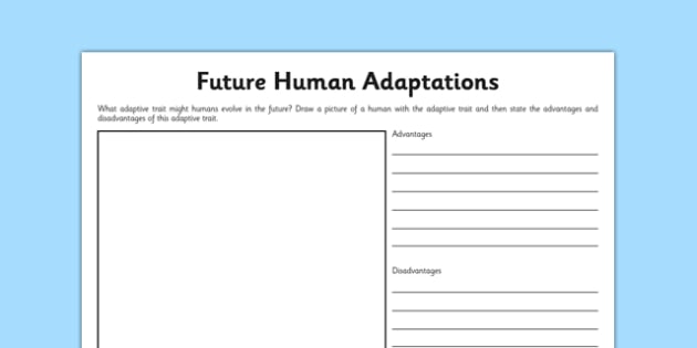 Future Human Adaptations Worksheet   Worksheet