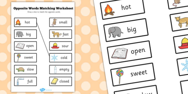 Opposite Words Matching Worksheet