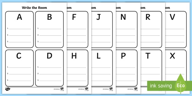 Black And White Write The Room A To Z Worksheet