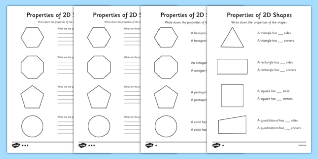 Year 2 Properties Of 2d Shapes Differentiated Worksheet