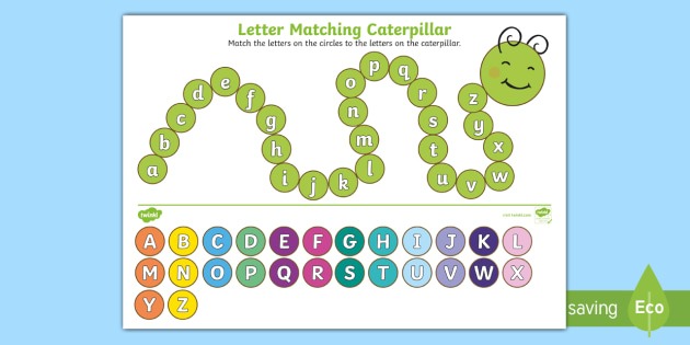 Upper Case And Lower Case Letters Matching Caterpillar Worksheet