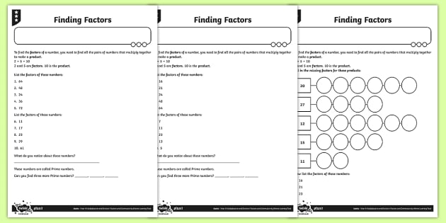 Finding Factors Worksheet   Worksheets