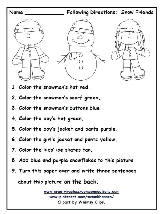 Worksheets Free Printable Winter Preschool Kindergarten Image